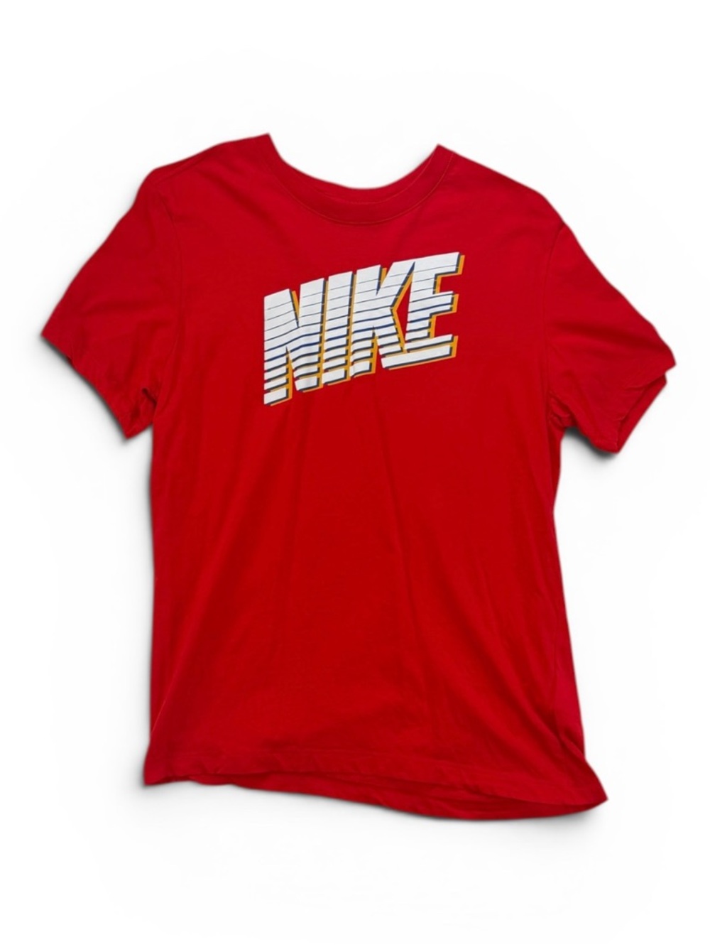 Nike Red Tee with Striped White and Gold Logo